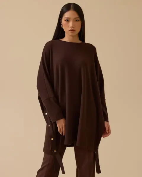 YAN DÜĞME DETAYLI OVERSIZE UZUN TUNİK /SEÇİL