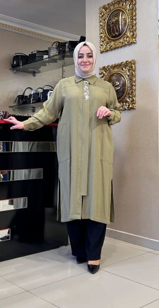 GÖĞSÜ İŞLEMELİ FERMUAR DTY. GÖMLEK- KAP/BEHREM