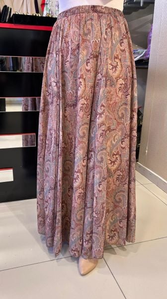 ﻿ŞAL DESEN PARÇALI ŞİFON ETEK/ GLARE