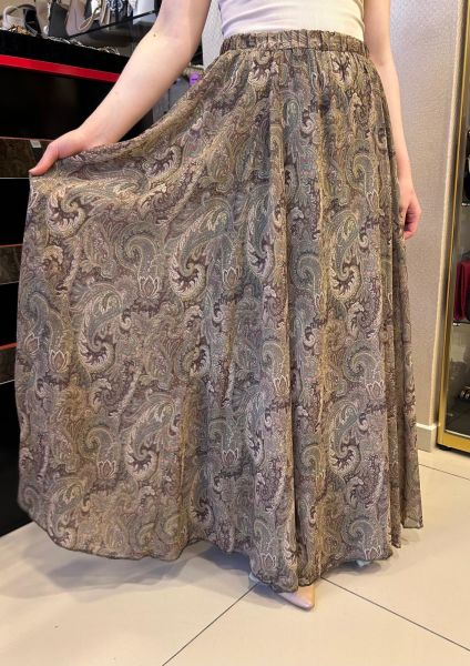 ŞAL DESEN PARÇALI ŞİFON ETEK/ GLARE