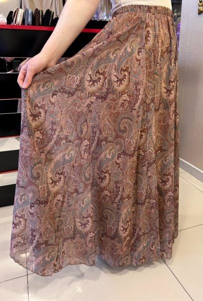 ŞAL DESEN PARÇALI ŞİFON ETEK/ GLARE