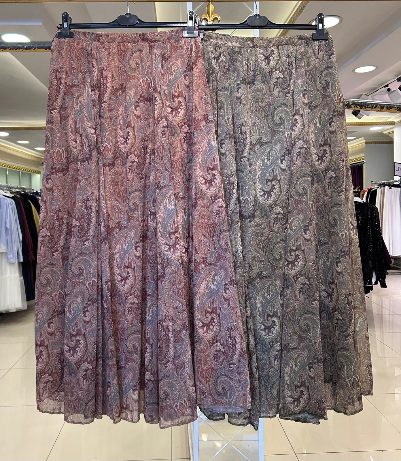 ŞAL DESEN PARÇALI ŞİFON ETEK/ GLARE