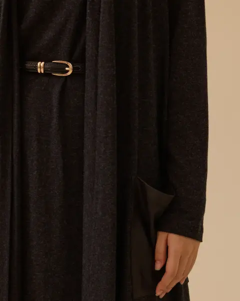 SUNİ DERİ CEPLİ UZUN HIRKA /SEÇİL   