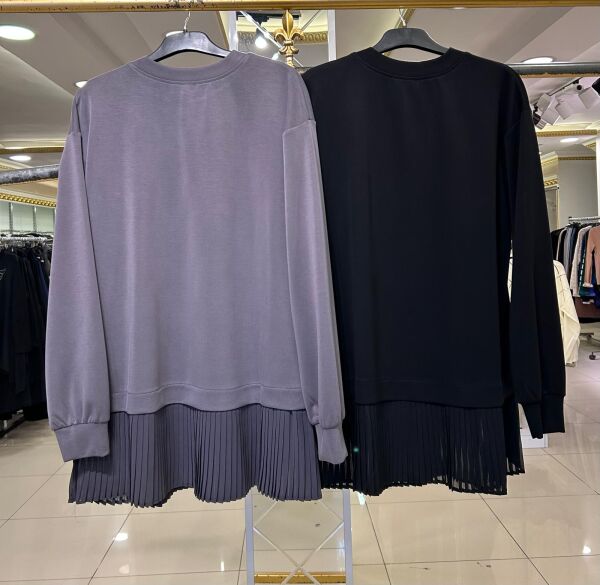 ŞİFON PİLİSE VE BROŞ DTY. MODAL KUMAŞ TUNİK/ TIĞTRİKO