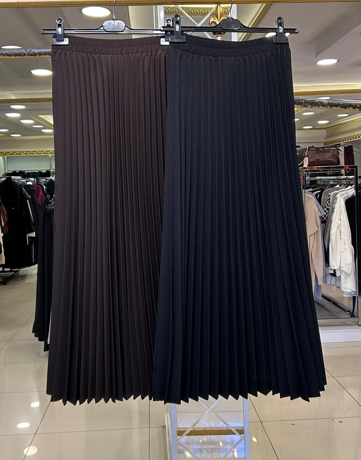 DOUBLE KREP KUMAŞ PİLİSE ETEK /GLARE