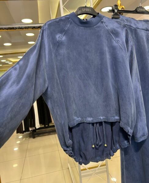 ASETAT KUMAŞ ETEK PANTOLONLU TAKIM/GHISA 9409