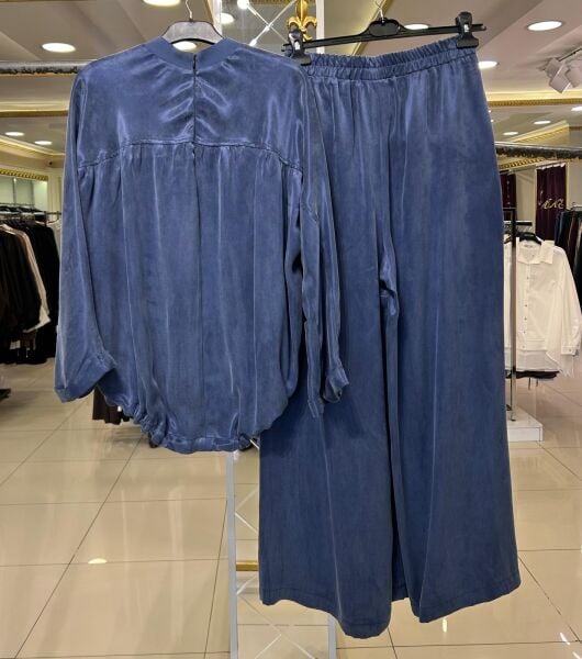 ASETAT KUMAŞ ETEK PANTOLONLU TAKIM/GHISA 9409