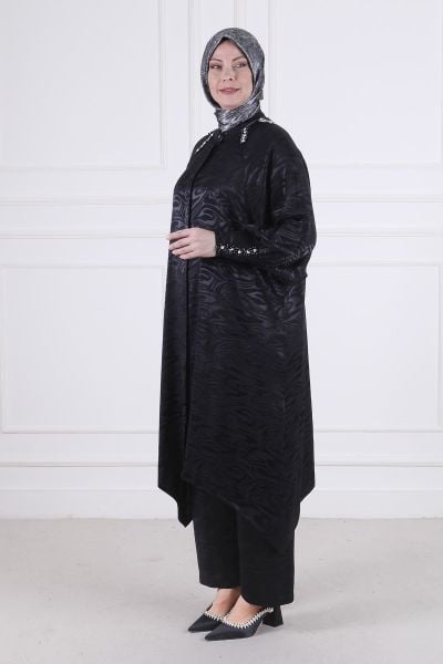 Büyük Beden Tesettür Jakarlı Pantolonlu Takım/ Behrem