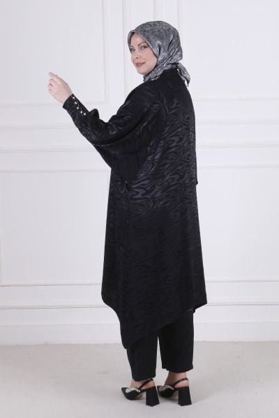Büyük Beden Tesettür Jakarlı Pantolonlu Takım/ Behrem