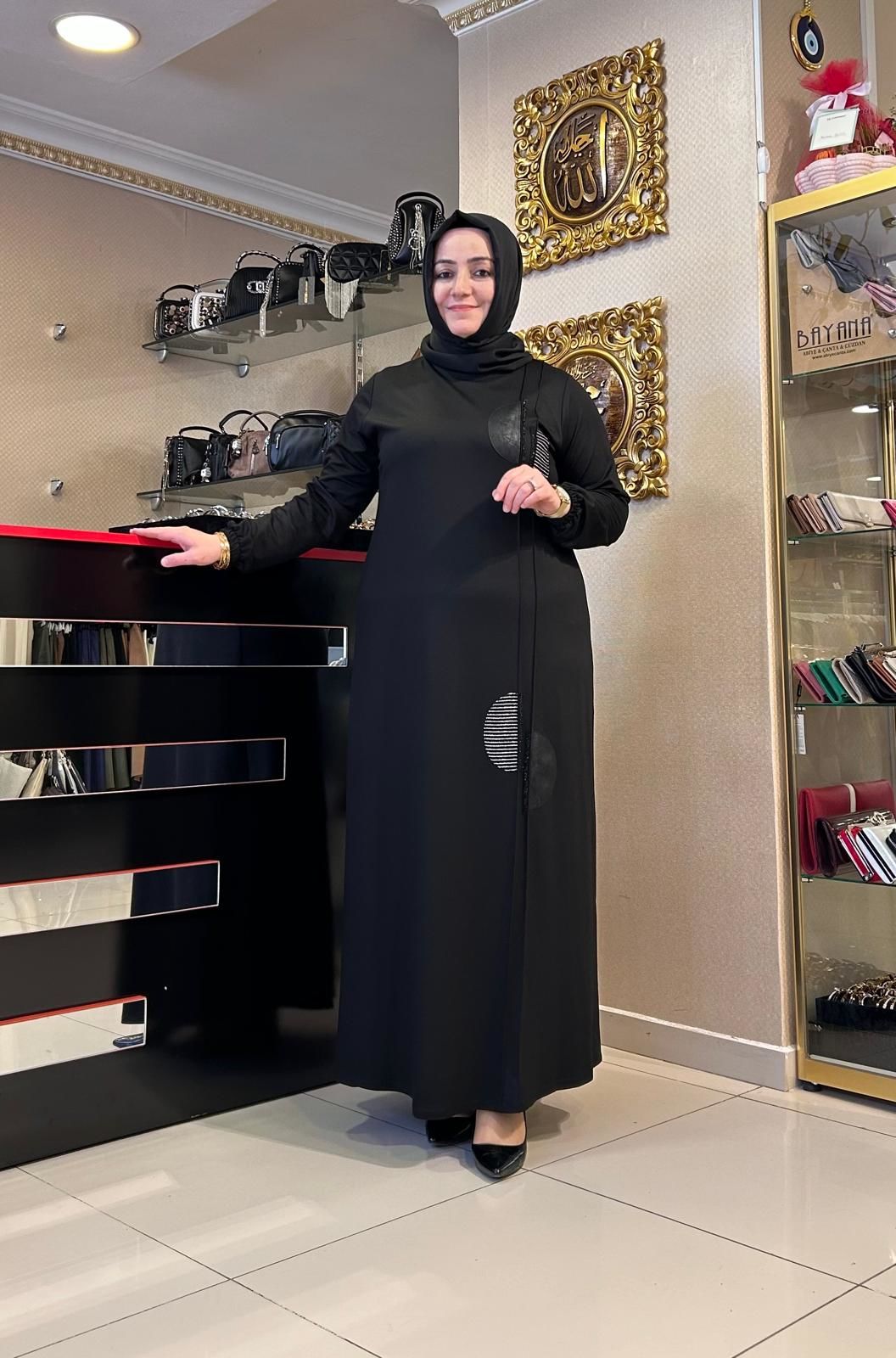 GEOMETRİK DESENLİ İKİ İPLİK ELBİSE /BELGİN