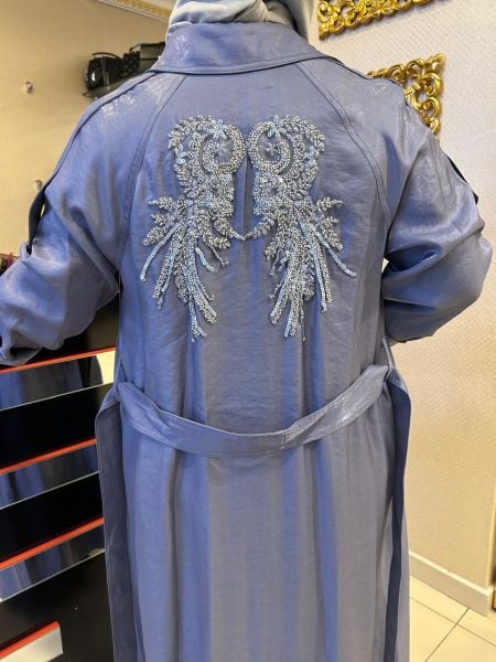 ﻿SIRTI İŞLEME DETAYLI TENSEL TRENÇ/NURCAN ÇETİN