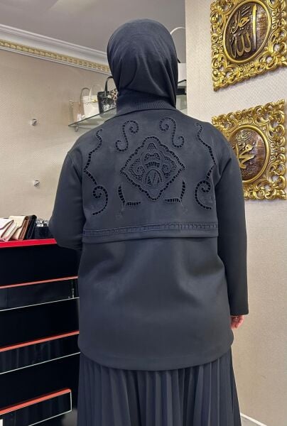 TRİKO YAKA SIRTI İŞLEMELİ NUBUK CEKET/ TIĞTRİKO