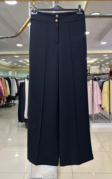 ÇİFT DÜĞMELİ ÇIMALI BOL PANTOLON/ SENTEZ 5662