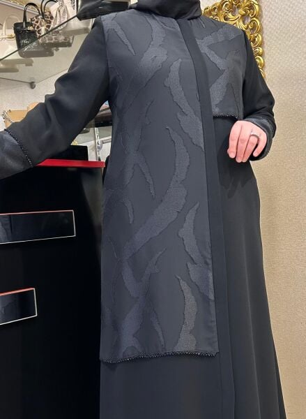 KABARTMA DESEN BONCUK İŞLEMELİ FERACE/ ZERENAY