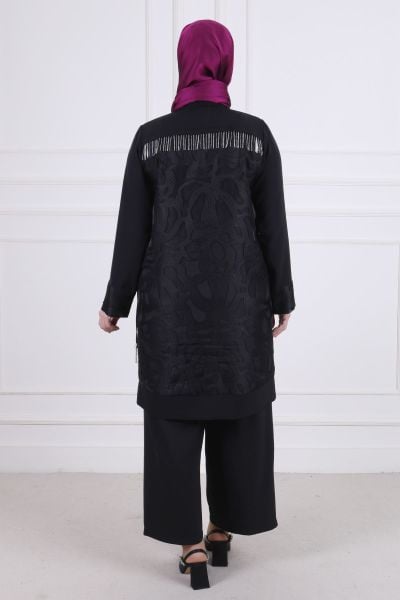 Büyük Beden Tesettür Taşlı Pantolonlu Takım