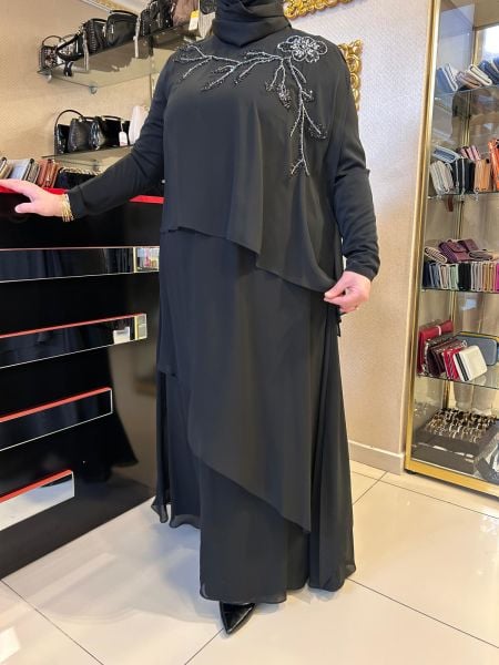 GÖĞSÜ İŞLEME DTY. ŞİFONLU ELBİSE/MÜSEMMA