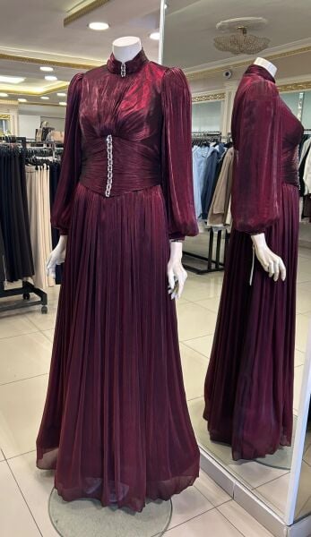 TAŞ DETAYLI BELİ KORSAJLI ABİYE ELBİSE /HENNIN