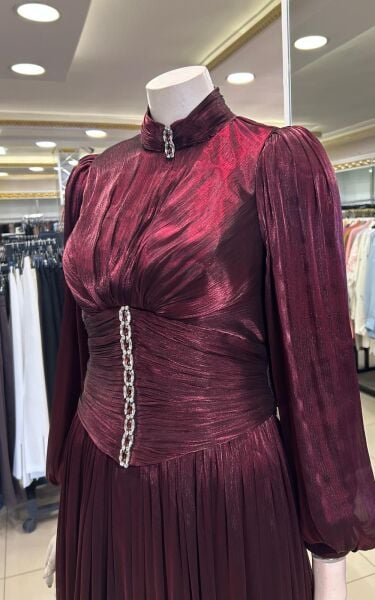 TAŞ DETAYLI BELİ KORSAJLI ABİYE ELBİSE /HENNIN