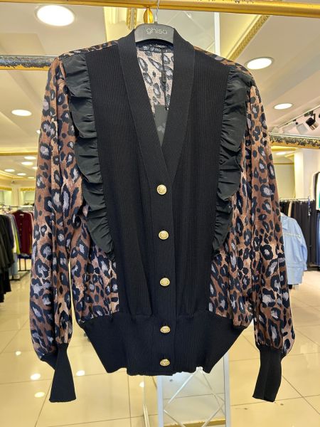 LEOPAR DESEN SATEN-MERSERİZE BİRLEŞİMLİ HIRKA/GHISA