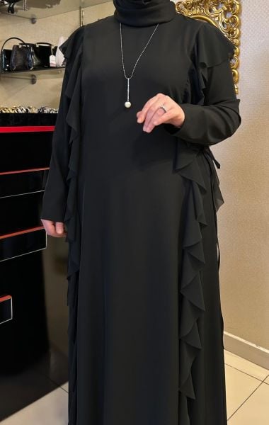 YANLARI FIRFIR DTY. ŞİFONLU ELBİSE/MÜSEMMA