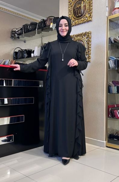 YANLARI FIRFIR DTY. ŞİFONLU ELBİSE/MÜSEMMA