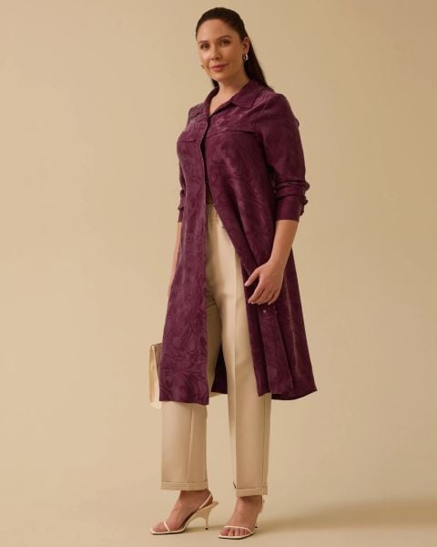 B. BEDEN DÜĞMELİ DESENLİ İPEK CUPRA TUNİK/SEÇİL