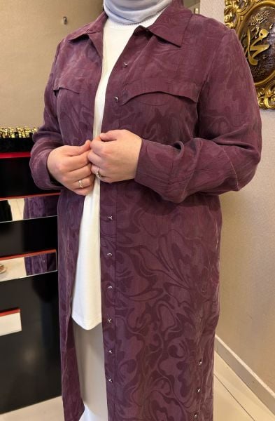 B. BEDEN DÜĞMELİ DESENLİ İPEK CUPRA TUNİK/SEÇİL