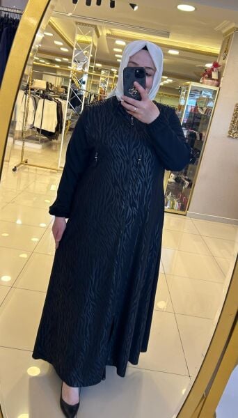 ÖNÜ DESENLİ KOLLARI LASTİKLİ FERACE/BELGİN