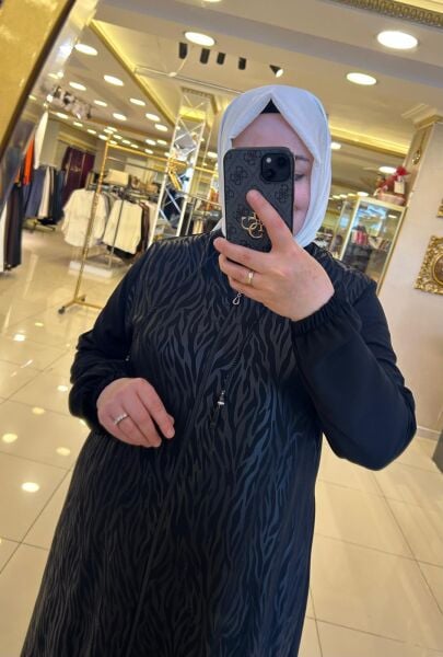 ÖNÜ DESENLİ KOLLARI LASTİKLİ FERACE/BELGİN