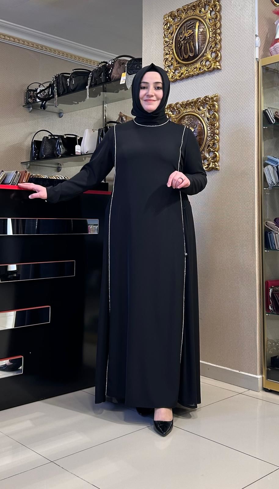 ŞERİT TAŞ DTY. YANLARI İPLİ ELBİSE/MÜSEMMA