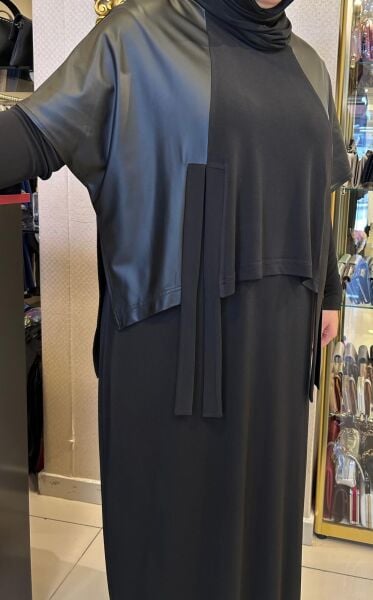 SUNİ DERİ DTY. 2'Lİ SANDY ELBİSE /NURCAN ÇETİN 