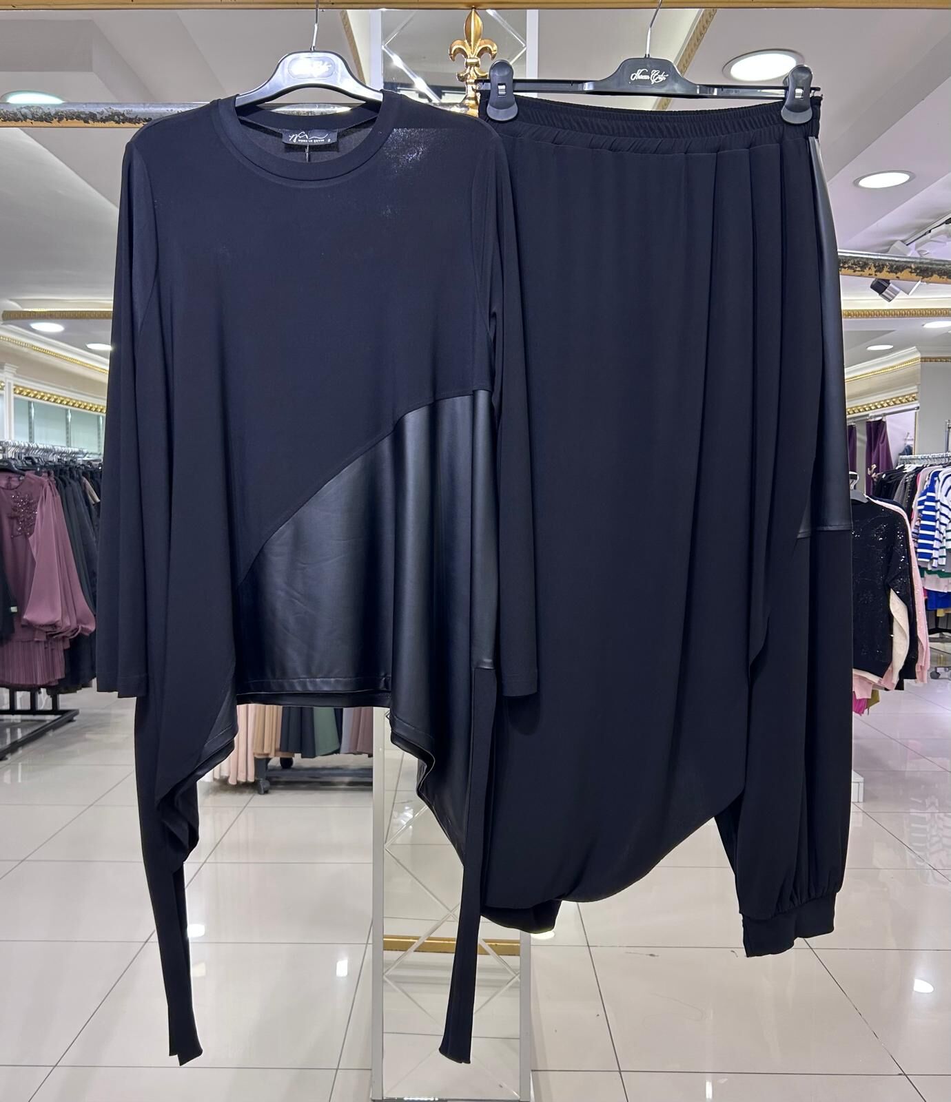 DERİ DETAYLI ŞALVARLI TAKIM/ NURCAN ÇETİN 