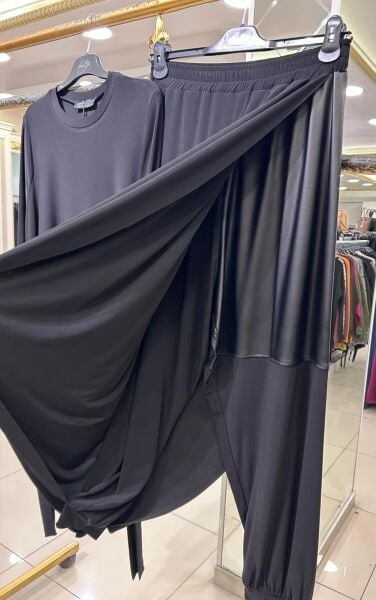 DERİ DETAYLI ŞALVARLI TAKIM/ NURCAN ÇETİN 