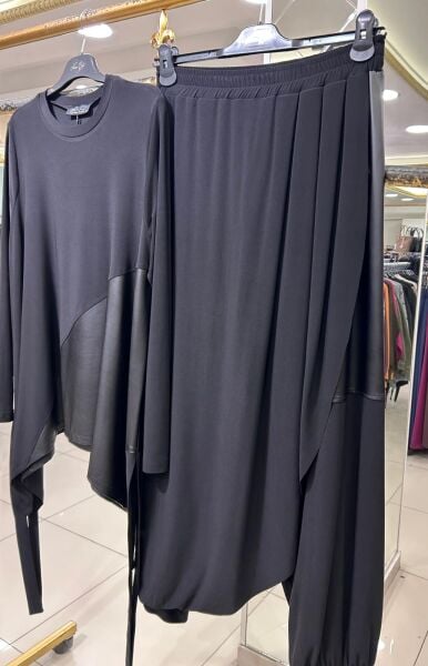 DERİ DETAYLI ŞALVARLI TAKIM/ NURCAN ÇETİN 