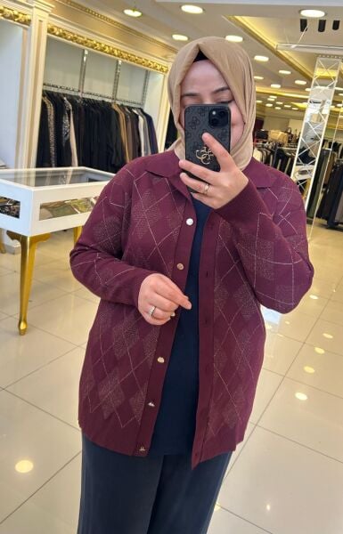 SİMLİ BAKLAVA DESEN ÇELİK ÖRME TRİKO HIRKA/ TIĞTRİKO