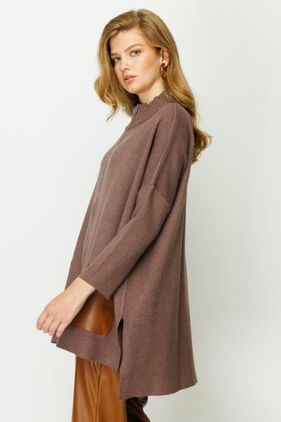 Ghisa Fermuarlı Triko Ceket KAHVE