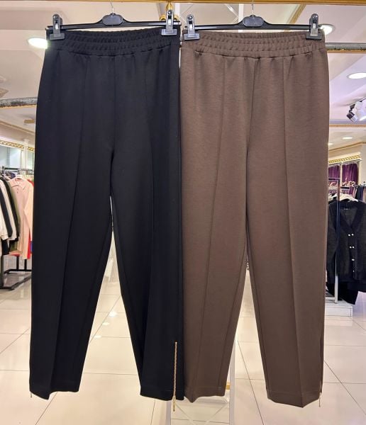 PAÇASI FERMUAR DTY. BELİ LASTİKLİ PANTOLON/SENTEZ