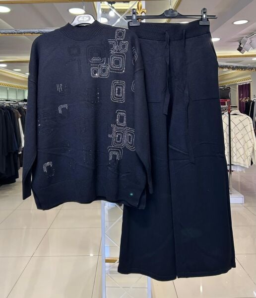 TAŞ İŞLEMELİ TRİKO KUMAŞ TAKIM/ TIĞTRİKO