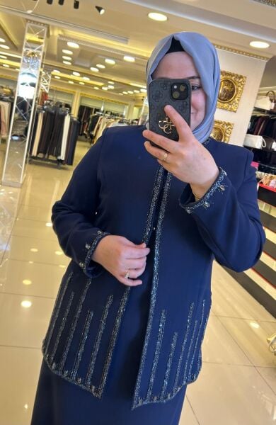 CEKETİ TAŞLI ELBİSELİ ABİYE TAKIM/ TASVİR