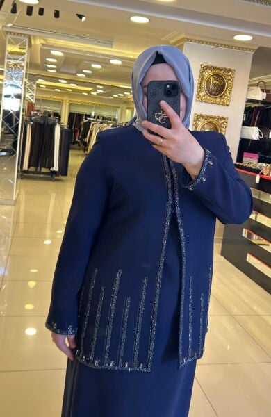 CEKETİ TAŞLI ELBİSELİ ABİYE TAKIM/ TASVİR