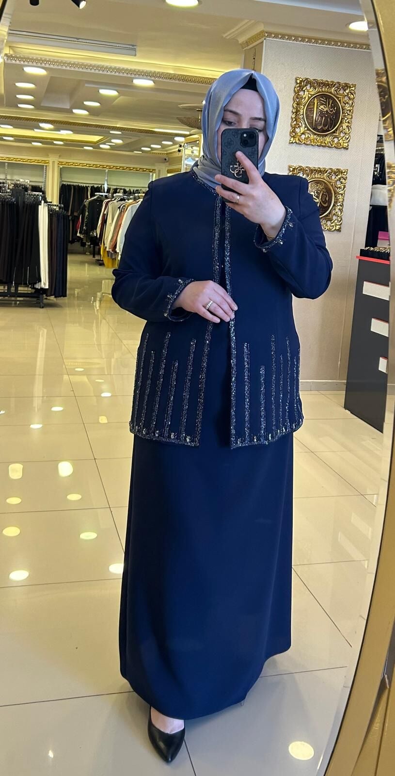 CEKETİ TAŞLI ELBİSELİ ABİYE TAKIM/ TASVİR