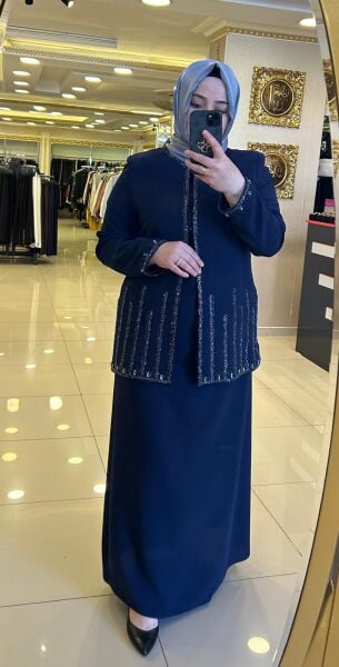 CEKETİ TAŞLI ELBİSELİ ABİYE TAKIM/ TASVİR