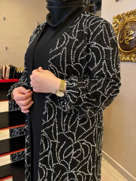 CEKETİ TAŞ İŞLEMELİ ABAYA TAKIM/TASVİR