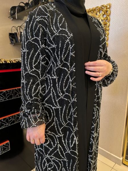 ﻿CEKETİ TAŞ İŞLEMELİ ABAYA TAKIM/TASVİR