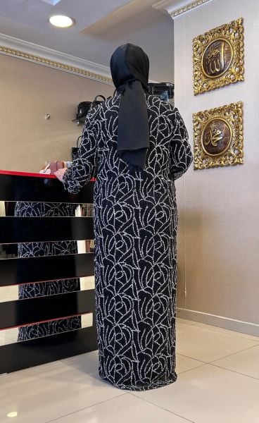 CEKETİ TAŞ İŞLEMELİ ABAYA TAKIM/TASVİR