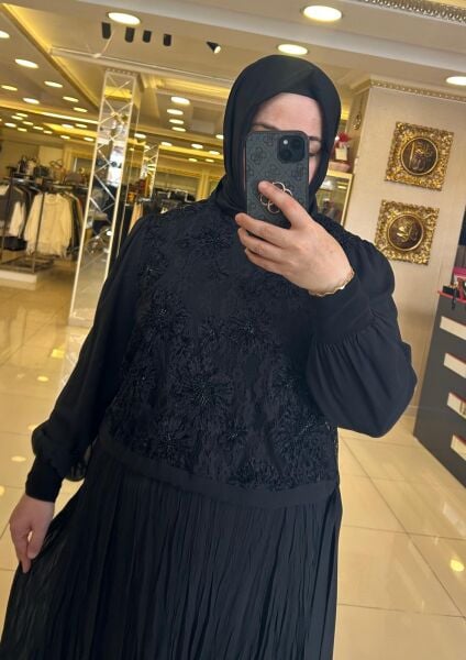 ÜZERİ İŞLEMELİ ŞİFON ELBİSE/ FUAT GÜRŞEN 6105