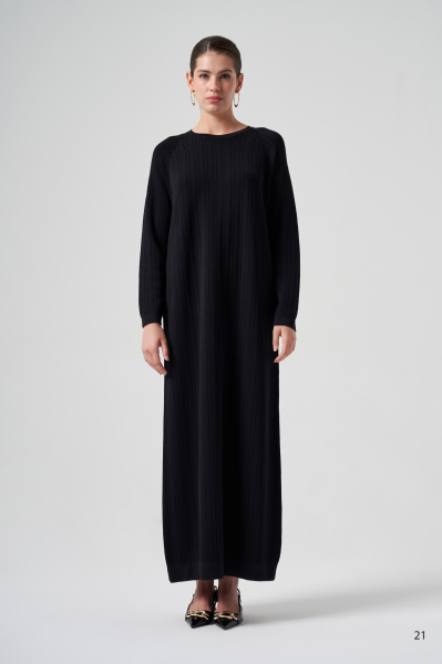 REGLAN KOL DTY. KENDİNDEN ÇİZGİLİ ELBİSE/ NUSS