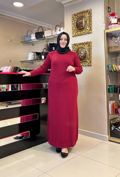 REGLAN KOL DTY. KENDİNDEN ÇİZGİLİ ELBİSE/ NUSS