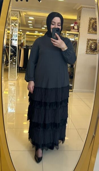 ETEĞİ DANTELLİ KAT DTY. BAMBU KUMAŞ ELBİSE /NURCAN ÇETİN 26164