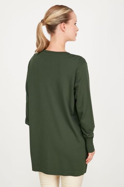 DÜĞME DETAYLI BASİC RAYON TUNİK ZÜMRÜT